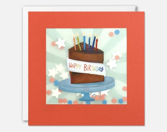 Chocolate Cake Birthday Card with Paper Confetti - Paper Shakies by James Ellis