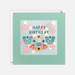 Carte d'anniversaire oiseaux avec confettis en papier - Paper Shakies par James Ellis