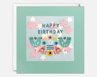 Birds Birthday Card with Paper Confetti - Paper Shakies by James Ellis