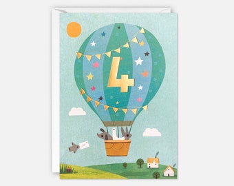Age 4 Balloon Birthday Card by James Ellis