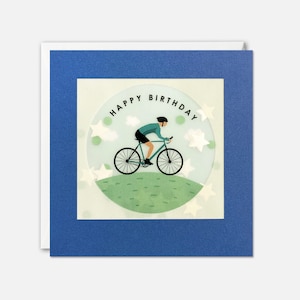 Cartão de aniversário de ciclista com confete de papel - Paper Shakies por James Ellis
