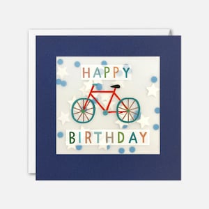 Rode fietsverjaardagskaart met papieren confetti - Paper Shakies van James Ellis