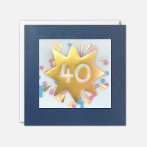 Age 40 Gold Geburtstagskarte mit bunten Papier Konfetti - Paper Shakies von James Ellis