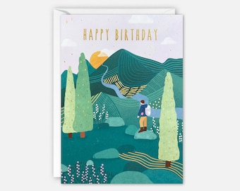 Mountain Walk Birthday Card by James Ellis