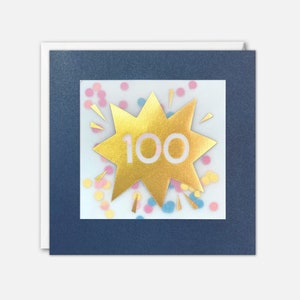 Cartão de aniversário de ouro de 100 anos com confete de papel colorido - Paper Shakies por James Ellis