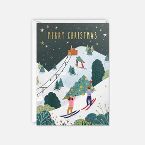 Kerstkaart skiën door James Ellis