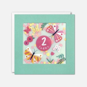 Carte d'anniversaire papillons pour l'âge de 2 ans avec confettis en papier - Paper Shakies par James Ellis