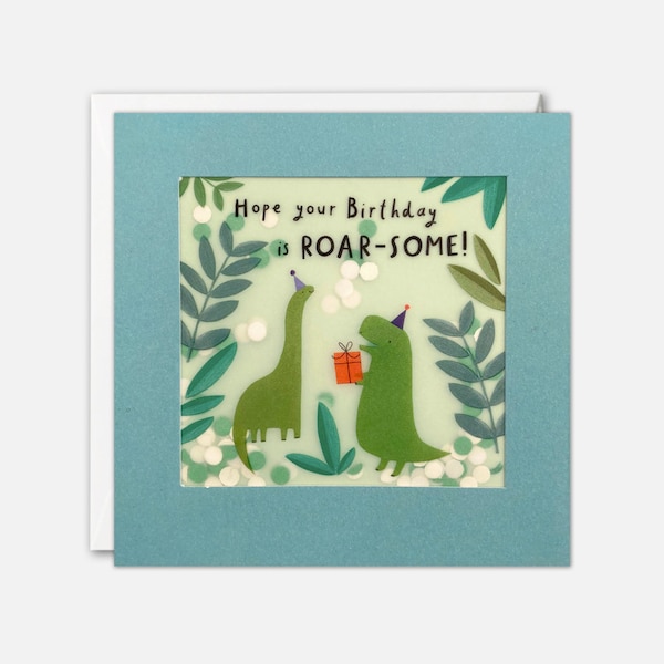 Dinosaurs Birthday Card with Paper Confetti - Paper Shakies by James Ellis