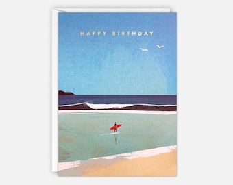 Morning Surf Birthday Card by James Ellis