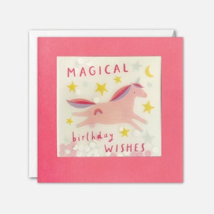 Cartão de aniversário mágico de unicórnio com confete de papel - Paper Shakies por James Ellis