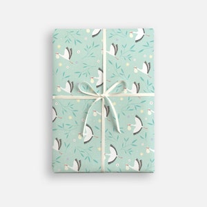 Turquoise Storks Wrapping Paper by James Ellis