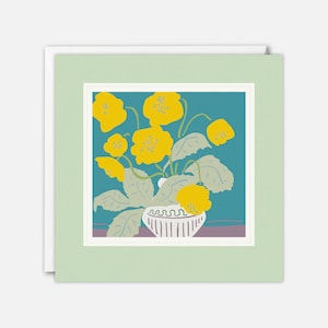 Vaso con fiori gialli, cartolina artistica di Ophelia Pang