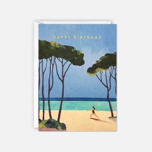 Carte d'anniversaire yoga sur la plage par James Ellis