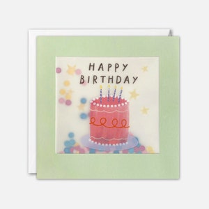Carte d'anniversaire gâteau rose avec confettis en papier - Paper Shakies par James Ellis