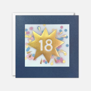 18 jaar gouden verjaardagskaart met kleurrijke papieren confetti - Paper Shakies van James Ellis