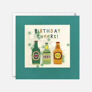 Carte d'anniversaire Bouteilles de bière avec confettis en papier - Papier frappé par James Ellis
