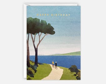 Radfahren am Meer Geburtstagskarte von James Ellis