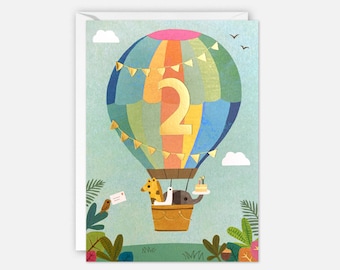 Age 2 Balloon Birthday Card by James Ellis