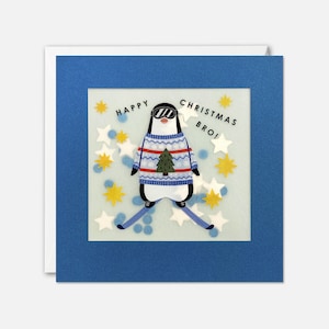Bro Penguin kerstkaart met papieren confetti - Paper Shakies van James Ellis