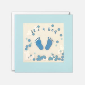 Blue Feet New Baby Boy-kaart met papieren confetti - Paper Shakies van James Ellis