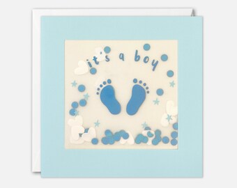 Blue Feet New Baby Boy Card with Paper Confetti - Paper Shakies by James Ellis