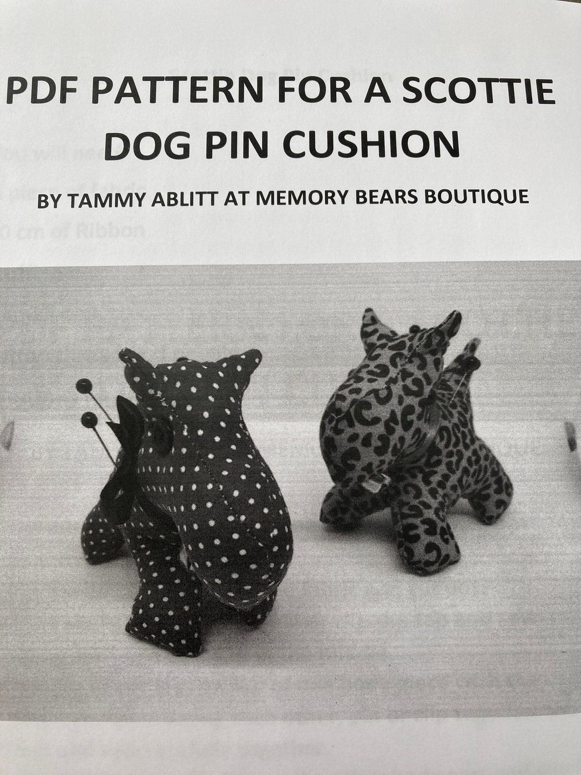 PDF Sewing Pattern for a Scottie Dog Pin Cushion Full Etsy