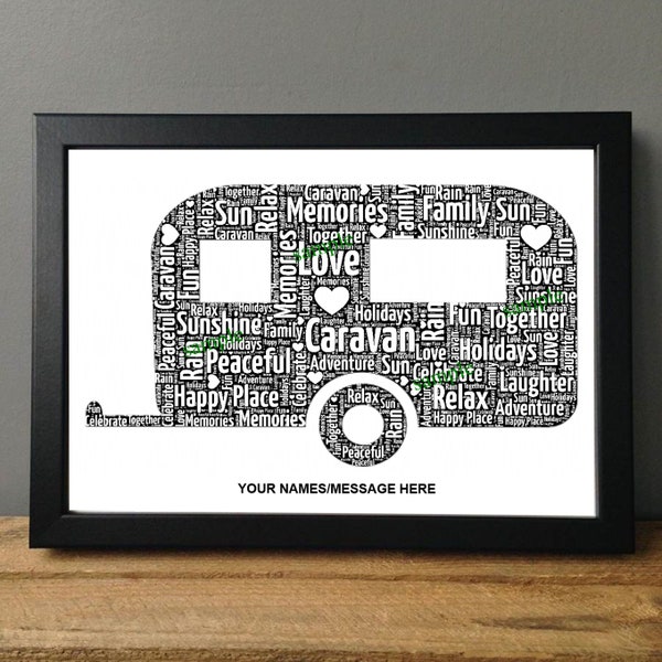 Personalized Caravan Word Art Print, Family Keepsake Gift