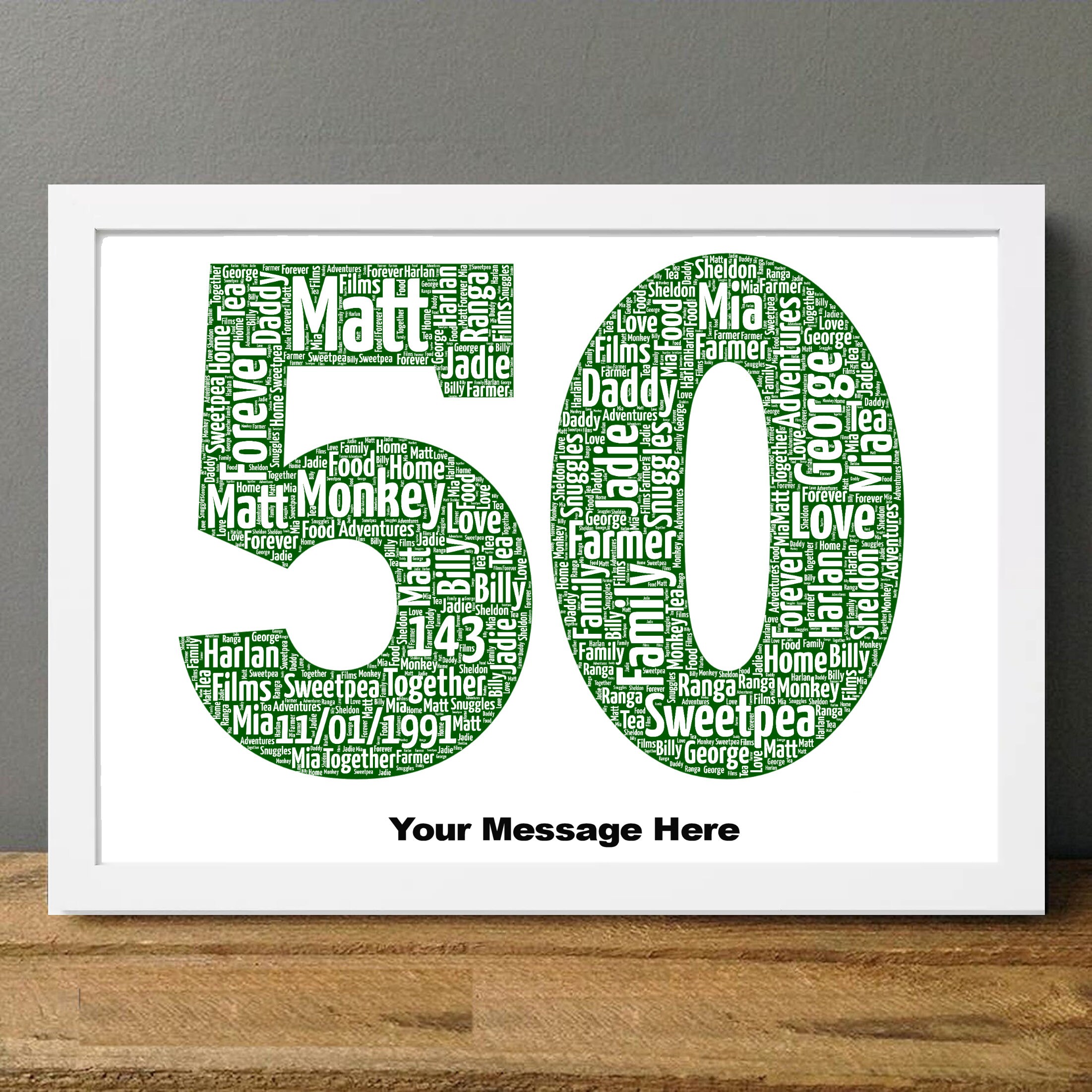 Personalised 50th Birthday Gifts with message Mum Dad son Etsy