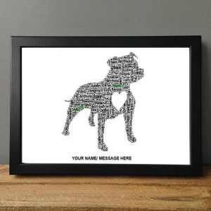 Personalised Gift Word Art Staffordshire Bull Terrier, Staffie, Staffy, Dog, Pet, Memories , Christmas,  Sister, Brother, Wife, Husband