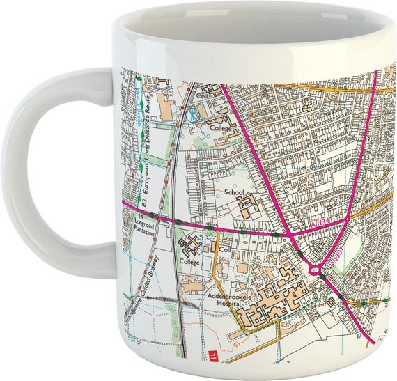 Ordnance Survey Postcode Centered Map Mug | Etsy
