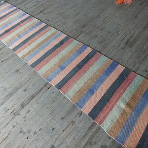 Colorful Turkish Kilim Runner Rug 2x11 approximately, Long Vintage Hallway Runner Rug, Bohemian Antique Stairway Runner Rug