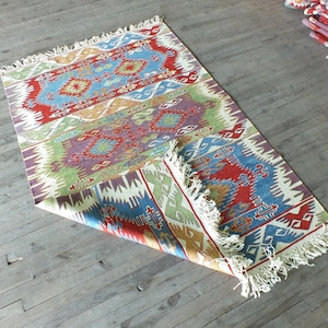 Kilim Rug, Kitchen Kilim Rug, Turkish Kilim Rug, Blue Green Kilim Rug, Vintage Kilim Rug, Flatweave Kilim Rug, Hand knotted Kilim Rug