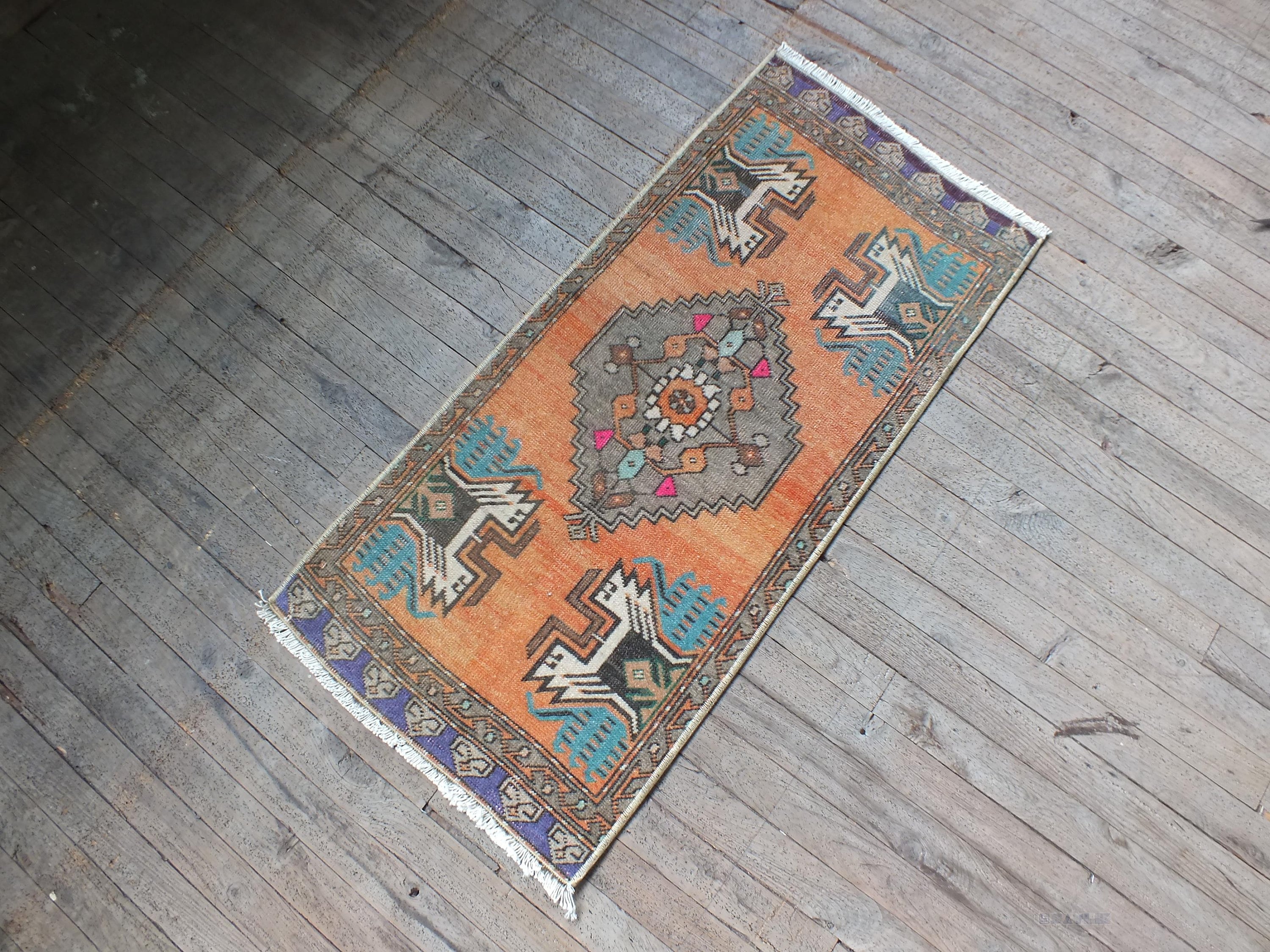 Tapis Antique, Petit Tapis, Tapis Turc, De Porte, Bain, 2x3 Environ, Rug Anatolien, D'oushak, Rug Cru, Flatweave, Plancher Salle Bains