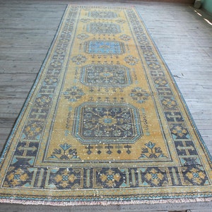 Large Vintage Oushak Rug 5x12 approx., Antique Anatolian Long Turkish Rug, Vintage Living Room Rug
