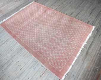 Große Fläche rosa rötlich türkischen Teppich 7 x 10 ca., antike Low Pile weichen Wohnzimmer Teppich