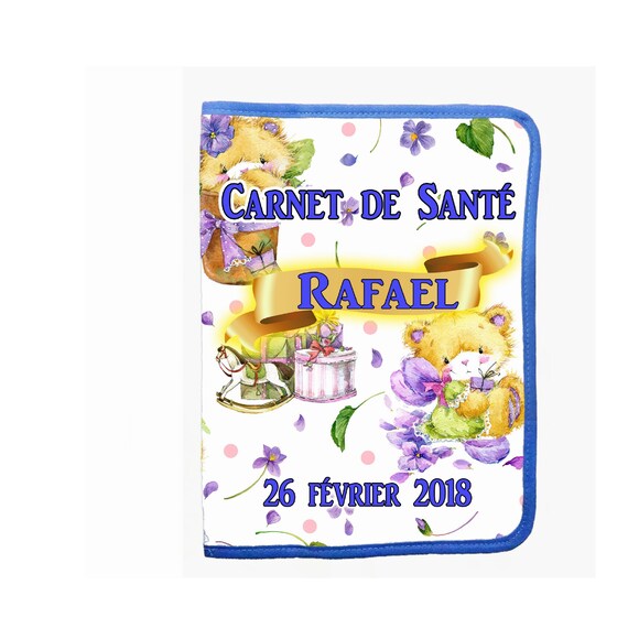 Protège carnet de santé personnalisé prénom date naissance bébé BB réf 07
