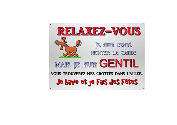 Plaque Attention Chien Humoristique En Métal Alu 29x20cm Environ Réf 20