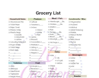 Printable Grocery Shopping List