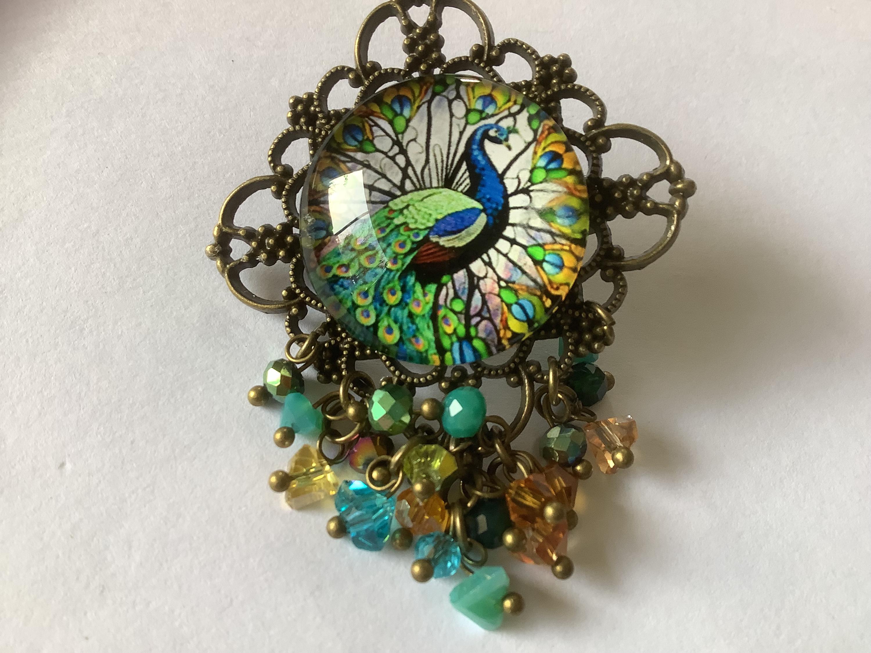 Broche Décorative Peinte Et Signée - Occasion - Pièce Unique Ou Artisanale