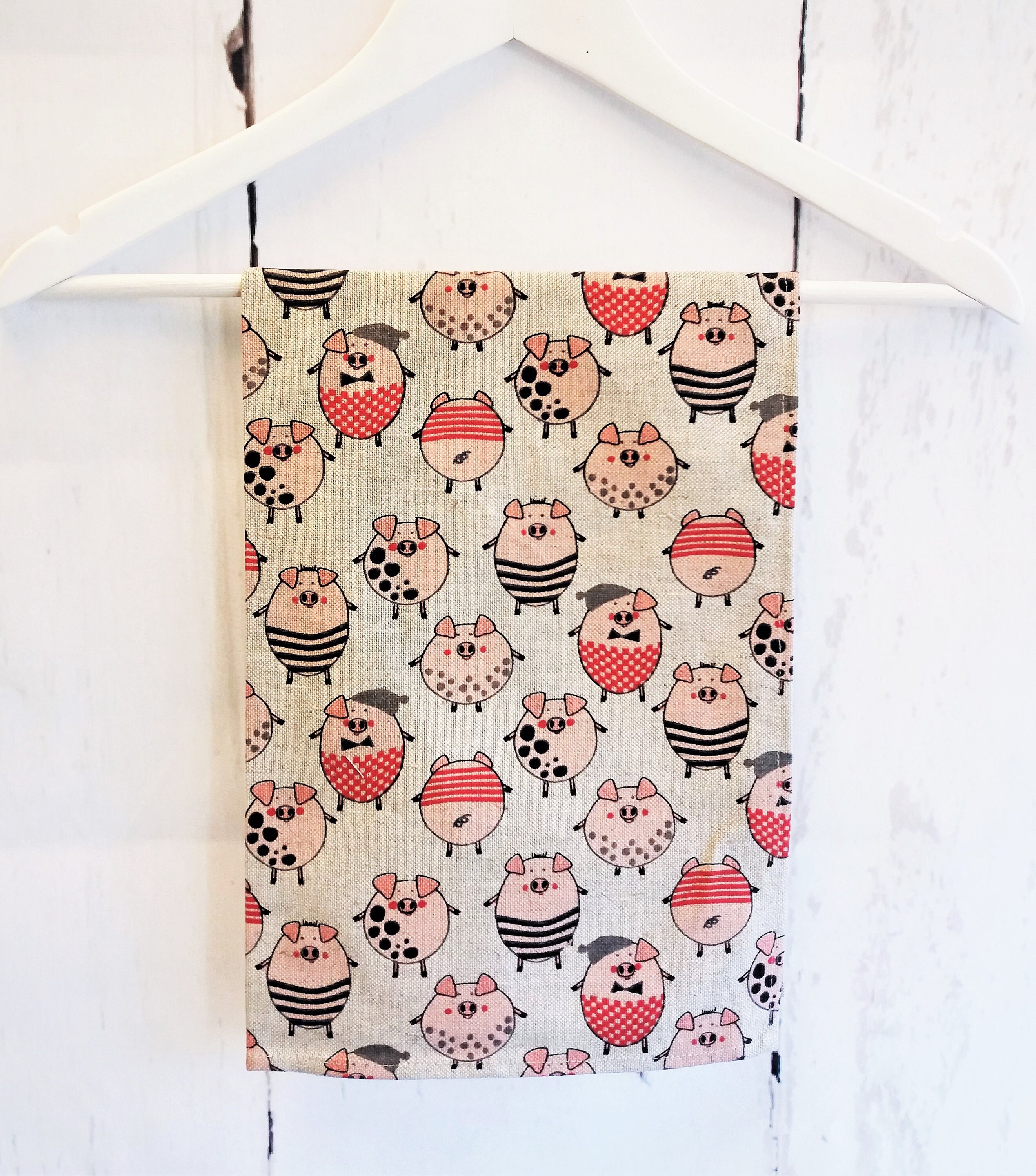 Buy Handmade Linen Cotton Piggies Design Tea Towels Kitchen Towels