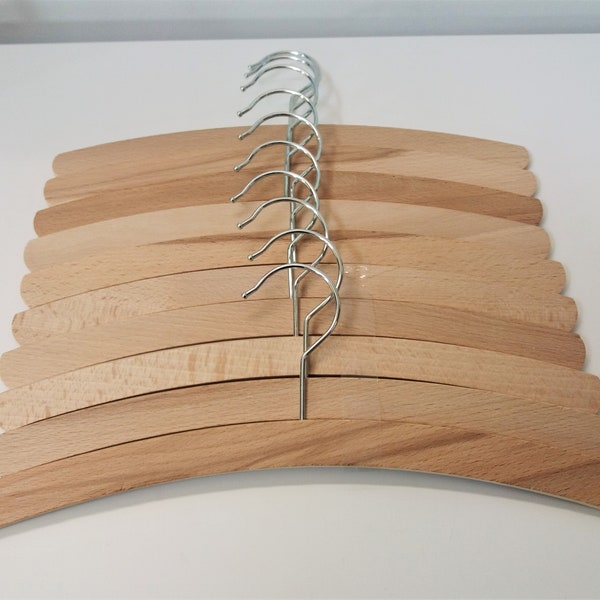 30CM and 34CM Waxed finish Crescent hangers. This listing is for packs of 10 hangers