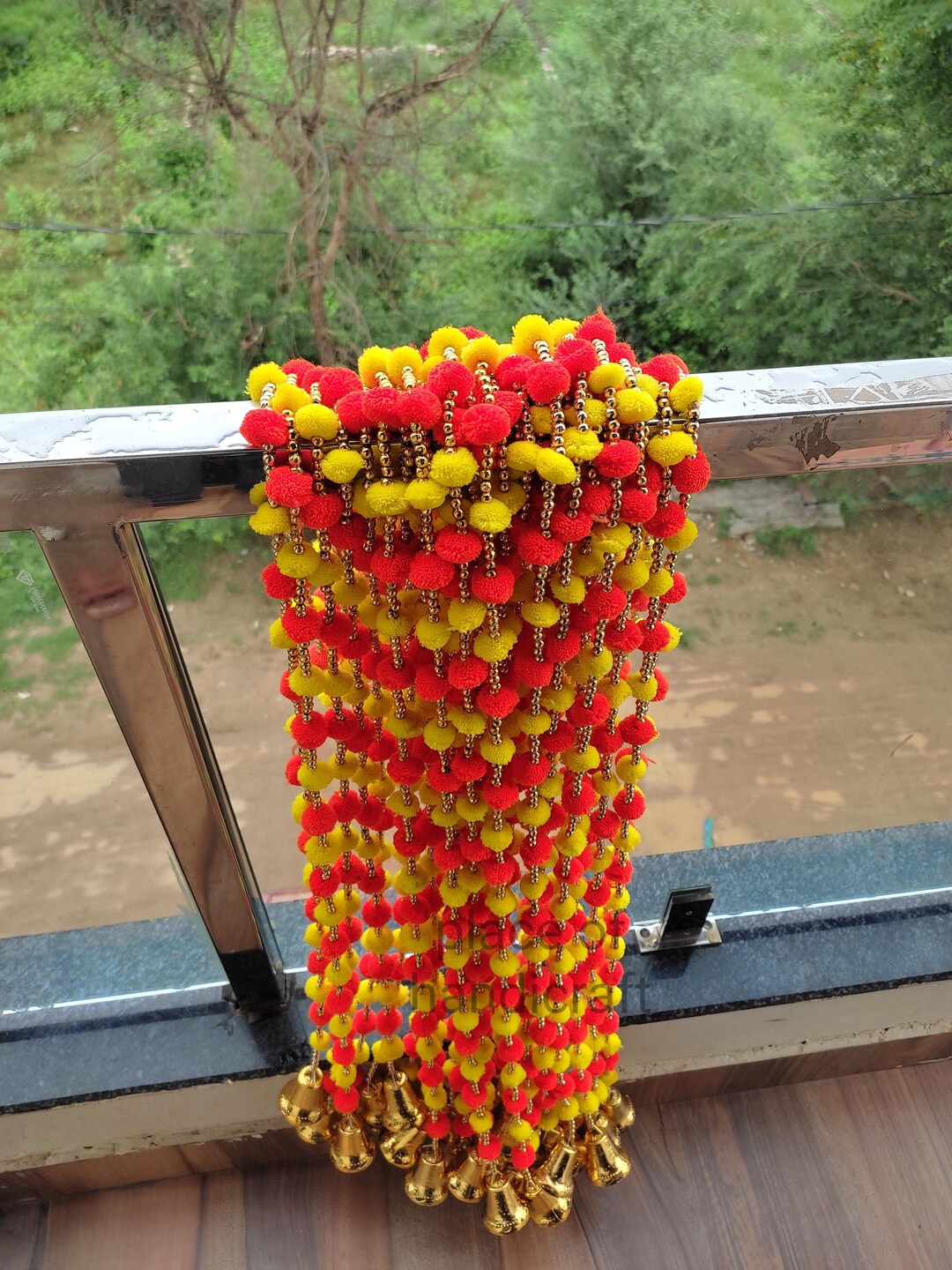 50 Pc Pom Pom Bell String Garland for Diwali and Wedding Party ...