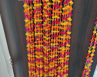 100 PC FREE SHIPPING Indian Wedding | Housewarming Decor | Haldi Decor, Backdrop,Pom Pom, Gota Hangings