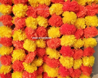 SALE ON Indian Marigold Flower Artificial Decorative Dewali Marigold Flower Garland Strings for Wedding Party Christmas Decoration