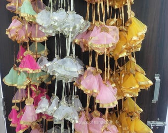 50 Strings Of Net Fabric Coloful Tassel with Gota Lace Flower Indian Decoration wedding Backdrops Housewarming Flower Strings Party Decor