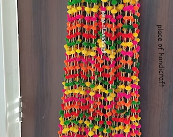 50 pc Pom Pom Artificial Marigold Garland POM POM Garlands With Bell For Wedding mahendi  Wall Hanging Torans  Beautiful Backdrops Indianes