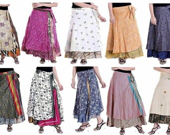 5 Pc Indian Silk Mini Skirts, Silk Skirt, Bohemian Skirts, Wrap sari skirts, Women Hippie Summer Skirts , Handmade silk skirt