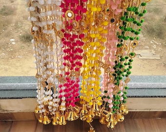 50 PC  FREE SHIPING Pom pom Wedding Backdrop Decor Bell String,Indian Handmand mirror Garlands, Indian Wedding Mehndi Sangeet Haldi Decor,