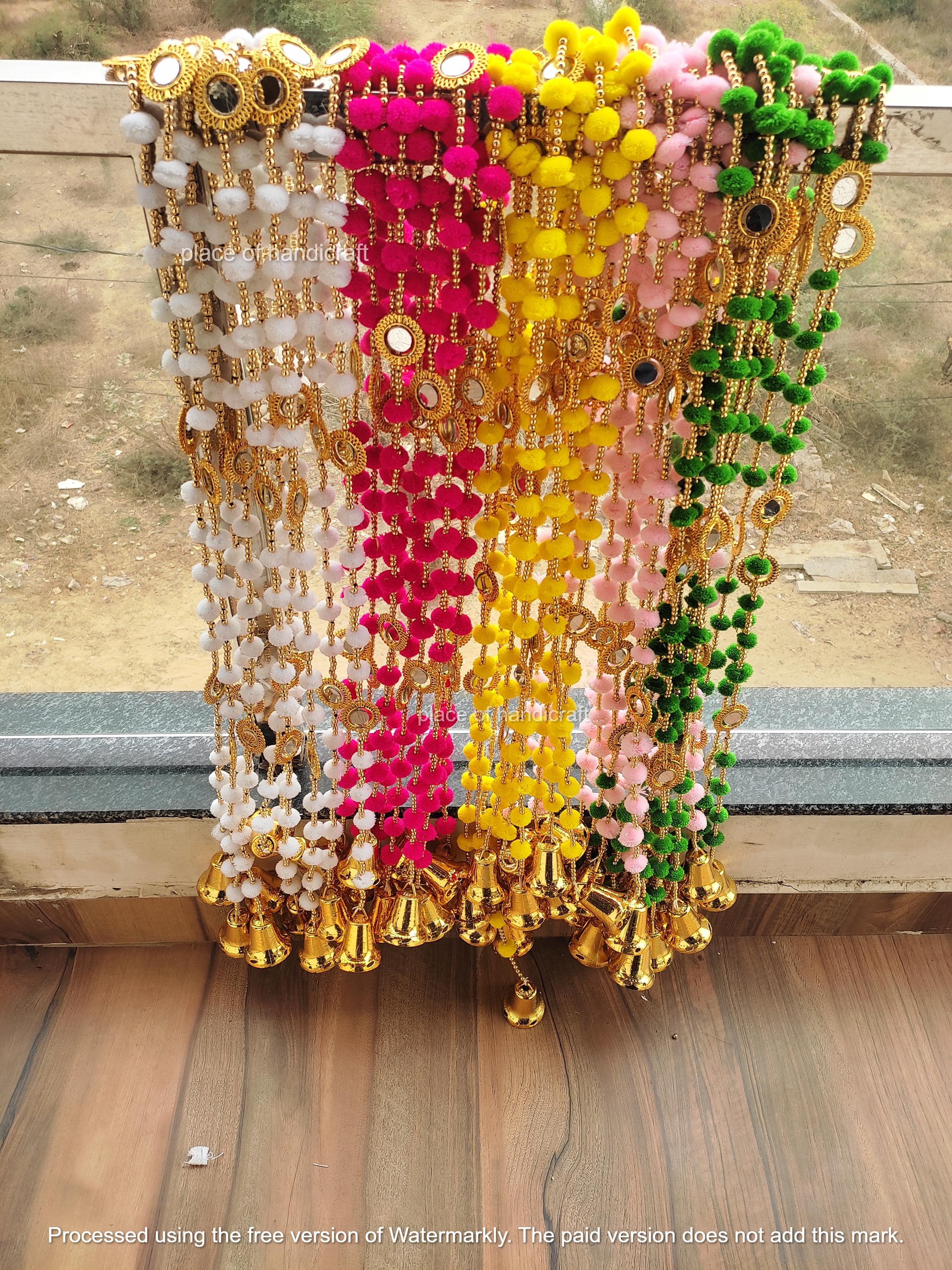Colorful Indian Decorative Tassel Garland with Mirrors - Paranda It main image 3