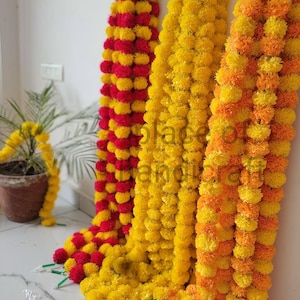 100 Pc mix color de Los Muertos, Halloween Garland, Diwali Decoration, Indian Wedding, Mexican,Day of the Dead- MARIGOLD FLOWER GARLANDS